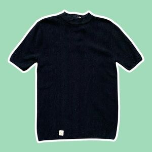 NWT ~ VTG ~ 1960s ~ Hudson's ~ Black Ribbed Short Sleeve Sweater ~ Size L